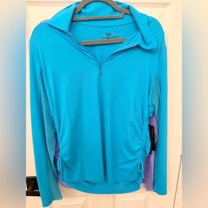 IBKUL Vibrant Blue Long Sleeve Golf, Pickleball or Tennis Top. UPF 50.